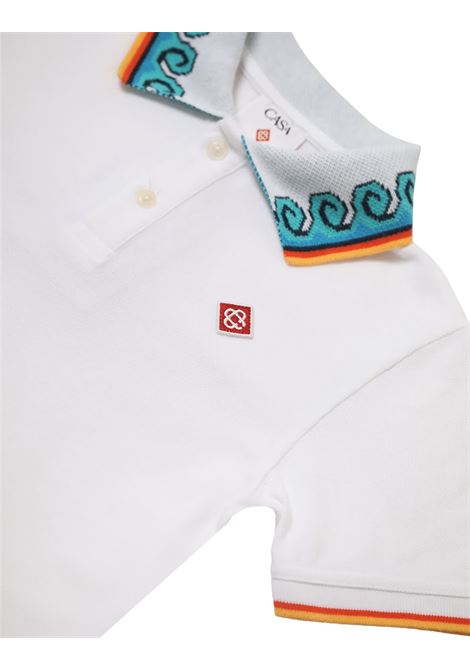 Polo Bianca Con Motivo Wave Sul Colletto CASABLANCA KIDS | KS25-JTP-37001